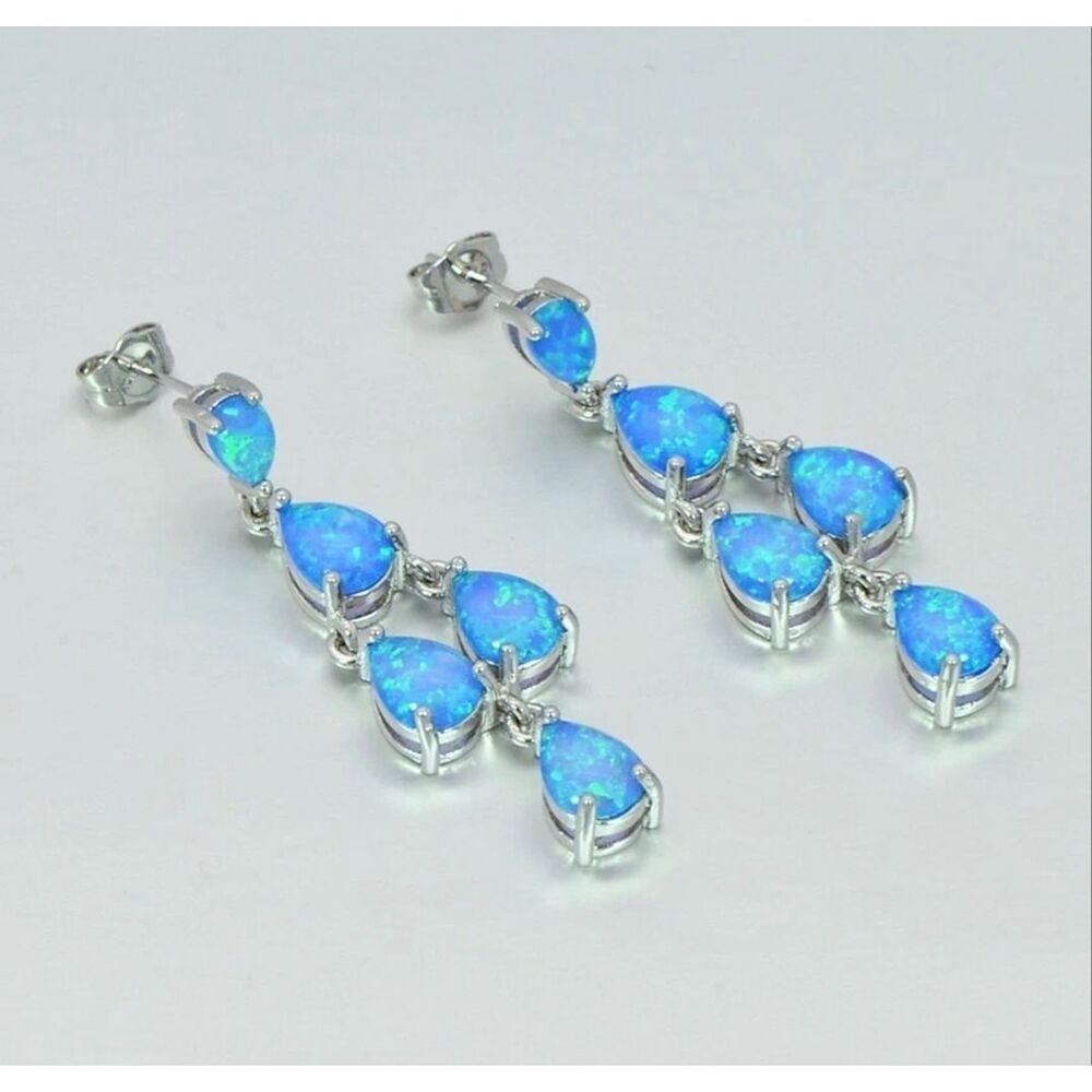 Blue Opal Chandelier Earrings